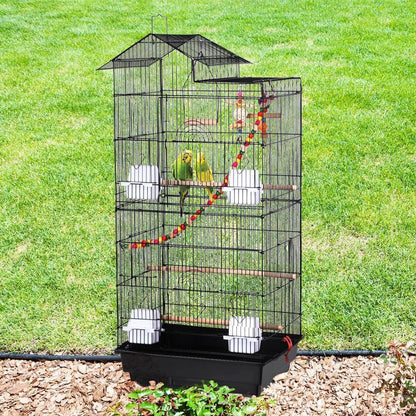 39-Inch Roof Top Large Flight Parrot Bird Cage for Small Quaker Parrot Cockatiel Sun Parakeet Green Cheek Conure Budgie Finch Lovebird Canary Pet Bird Cage W/Toys