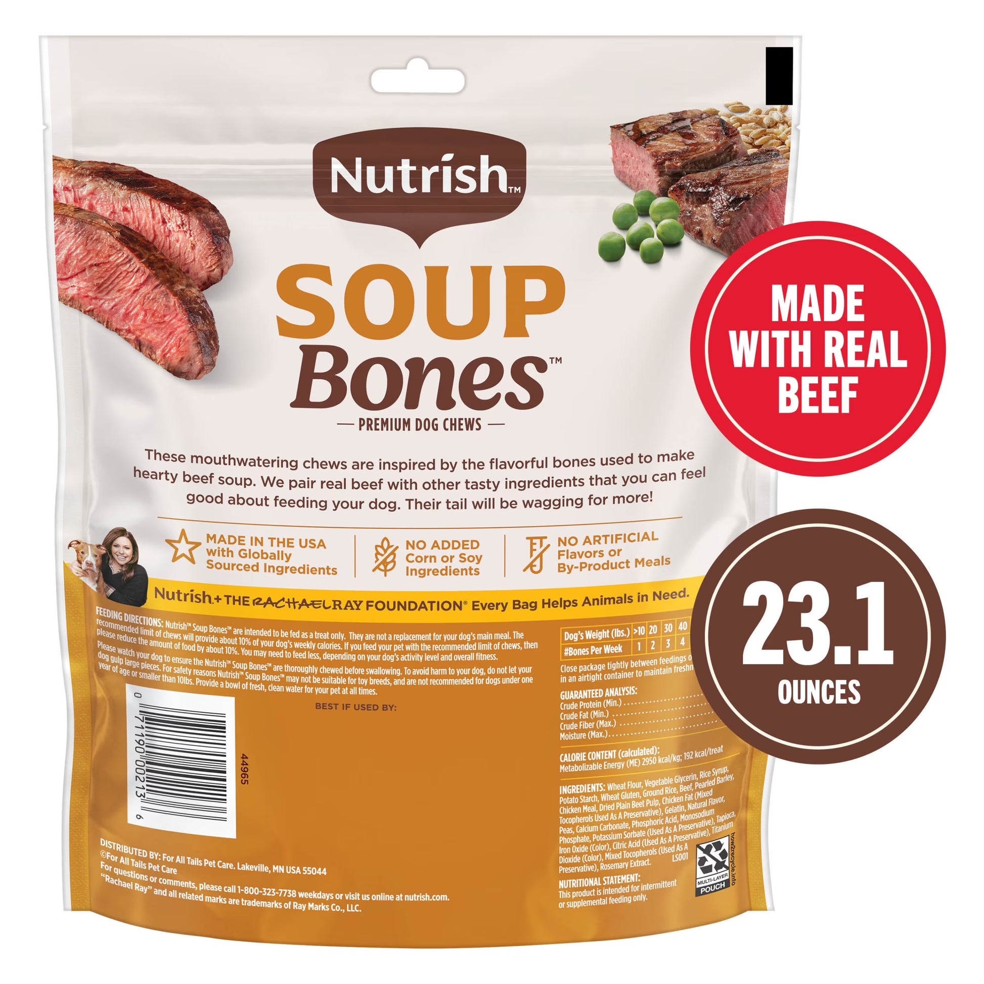 Soup Bones Premium Dog Chews with Real Beef and Barley, 11 Chews (Rachael Ray)