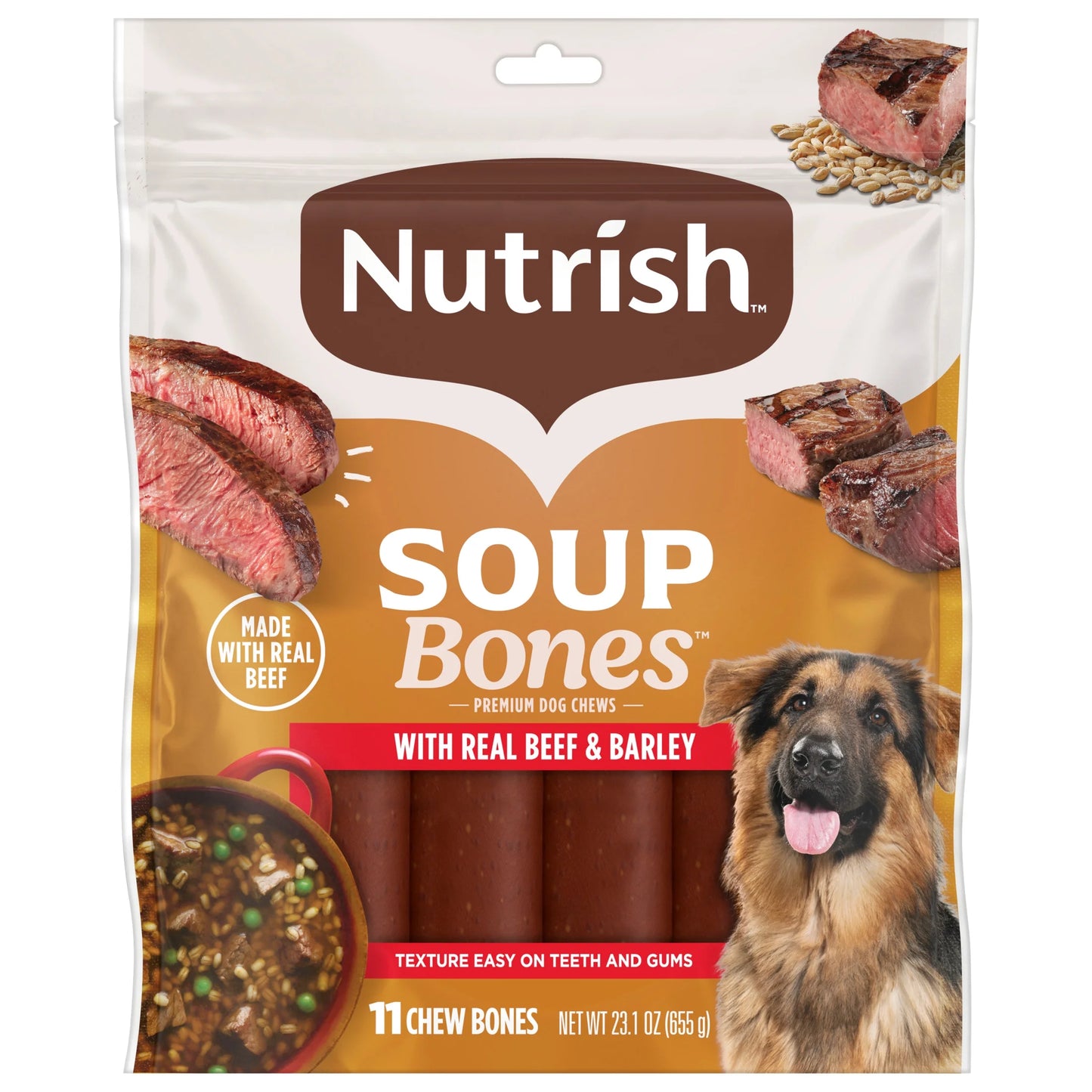 Soup Bones Premium Dog Chews with Real Beef and Barley, 11 Chews (Rachael Ray)